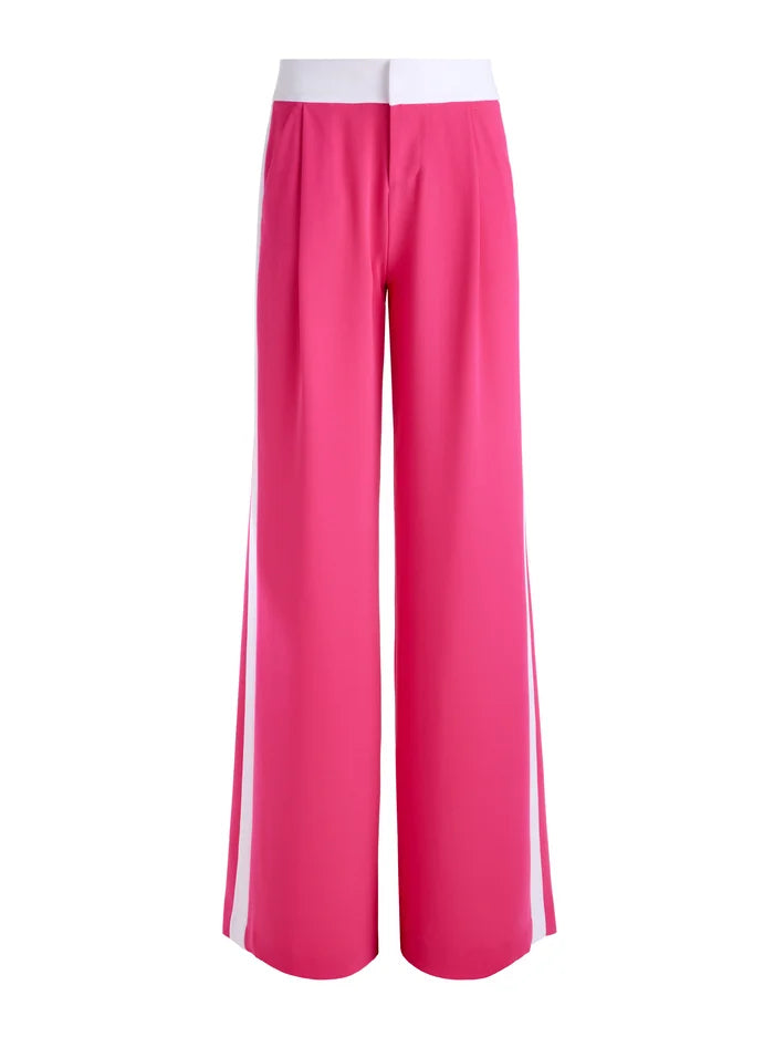 Alice & Olivia ERIC MID RISE PANT WITH TUX STRIPE
